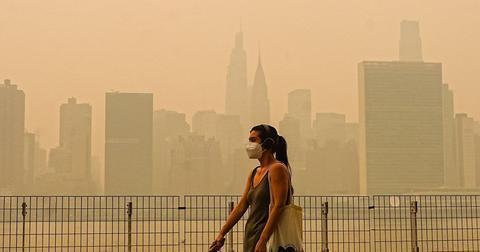 Smoke from massive wildfires in Canada engulfed the New York City skyline in an orange haze